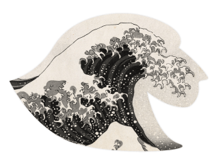 Stickers d'une vague en noir et blanc